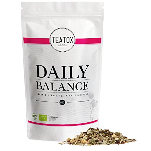 TEATOX Daily Balance Tee, Bio Kräutertee mit Zitronengras (loser Tee im Grobschnitt im Ziplock)