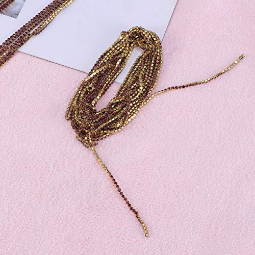 Healifty 10m Crystal Rhinestone Close Chain Clear Trimming Claw Chain Trim Sewing Craft for Cloth Jewelry DIY 2mm (Dark Purple) - Image 4
