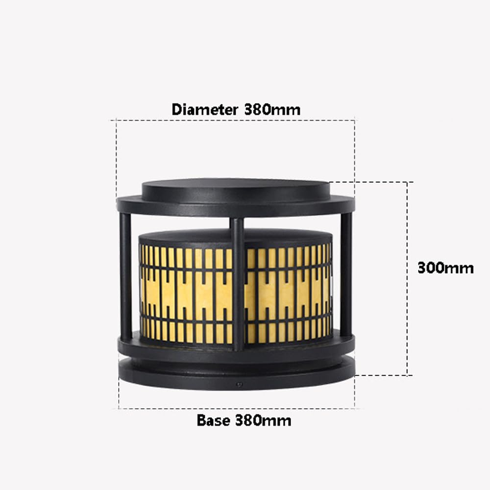 HZWJIA Galvanized Panel Post Lamp LED Luxury Solar Fence Deck Post Cap Lamp Gray Outdoor Solar Pillar Lamp IP65 Waterproof Rustproof Pillar Head Lamp For Villa Landscape Lawn Post Lamp Diameter 11.8in