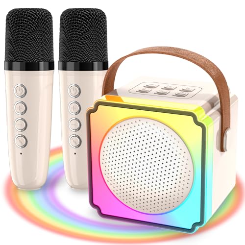 RANPHYKX Mini Karaoke Machine for Kids Adults, Portable Bluetooth Speaker with 2 Wireless