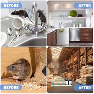 Ultrasonic Rodent Repellent, 360° Mouse Repellent Squirrel Repellent with Pressure Wave, Plug in Multiple Pest Deterrent Control for Indoor Use Only (Silver)