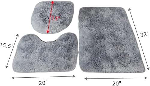 Miniatura 3 de Juego de 3 alfombras de baño, tapetes de baño, tapetes antideslizantes y absorbentes, tapete de suelo, alfombra de contorno en forma de U y cubierta