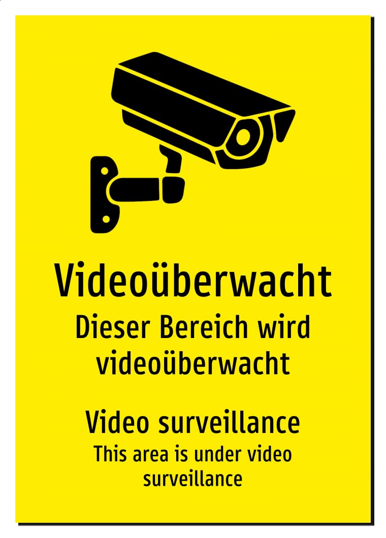 34113-DEEN-S-13 | Videoüberwacht Schild/Aufkleber | Deutsch Englisch