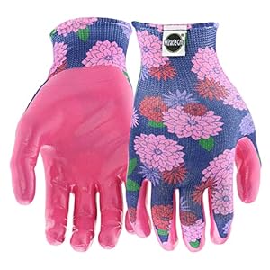 Miracle Gro Women’s Nitrile Coated Grip Floral Pattern Gardening Work Gloves