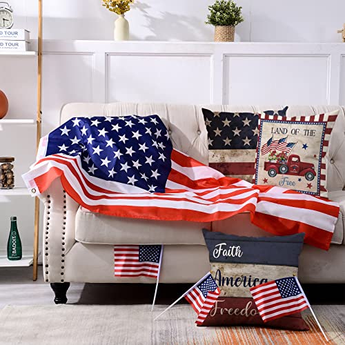 Anydesign Independence Day American Flag Pillow Covers 4Th Of July Patriotic Star Stripes Throw Pillow Case Truck God Bless America Decorative Pillow Case Cushion Cover For Home, 18 X 18, 4 Pack #TOP4