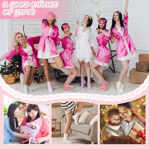 Jspupifip 5 Pairs Bow Fuzzy Socks for Women Cozy Soft Fluffy Slipper Sock Warm Winter Thick Home Sleeping 6