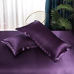 Ensemble de literie satinée Queen Deep Purple Silk Comme Satin Couvercle Couleur Luxury Soft Comforter Couture Adultes Chambre Décor Chic Luxueux Coupe de lit soyeux Zipper (1 Couverture de couettes + 2 Cas d'oreiller)