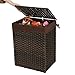 SONGMICS Handwoven Laundry Basket, Synthetic Rattan Clothes Hamper with Lid and Handles, Foldable, Removable Liner Bag, Brown ULCB51BR