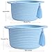 Small Cute Empty Gift Baskets to Fill, Mini Woven Storage Basket, SweetMemo Decorative Wicker Rope Bin for Desk Makeup Bathroom, Pre-Shaped Gifting Bags and Ribbon, 2 Pack - Light Blue