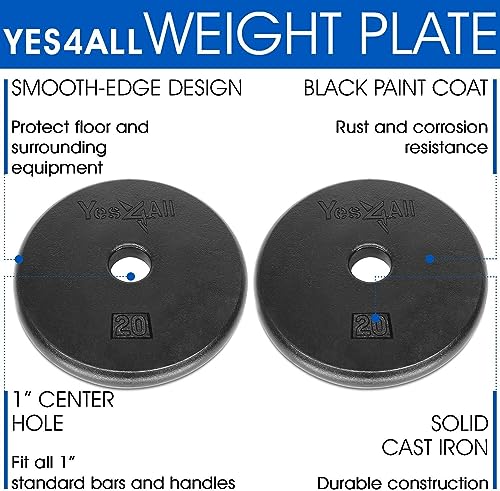 Image of Yes4All 1 Inch Grip Cast Iron Weight Plates for Dumbbells - Standard Weight Plates - 20lb