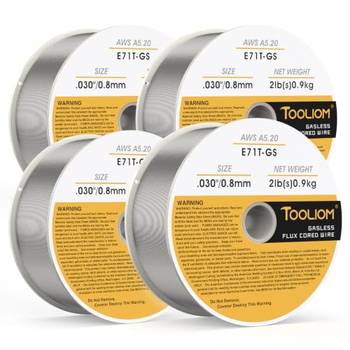Image of TOOLIOM E71T-GS .030 inch Gasless Flux Core Welding Wire 2LB, 4pcs | Welds carbon steel in all positions, minimal spatter, easy slag removal