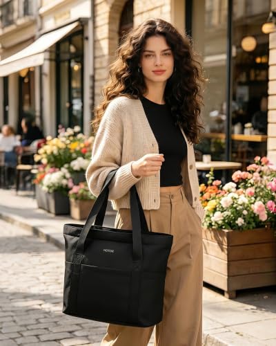 Hotor Large Foldable Travel Tote Bag w/ Pouch (Black) - image 9