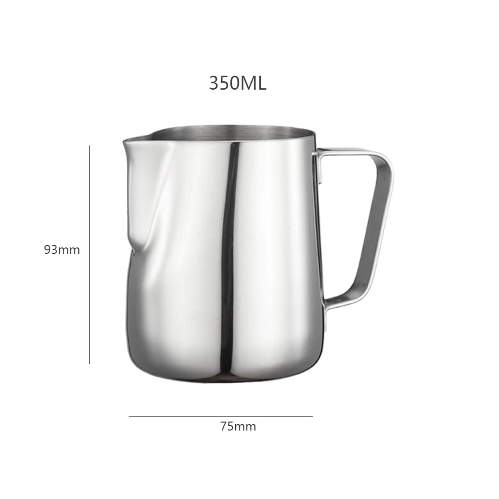 Edelstahl-Milchkännchen, 304 Edelstahl-Kaffeemilchaufschäumkännchen, 100 150 250 350 600 1000 ml(350ML)