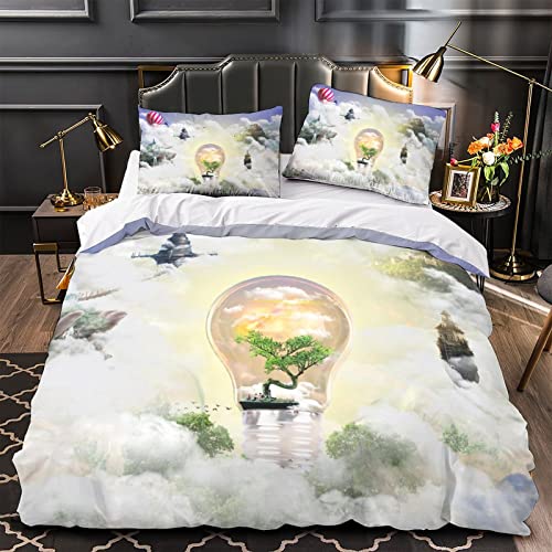 Housse de couette impression 3D paysage naturel parure de lit fantaisie zippée microfibre