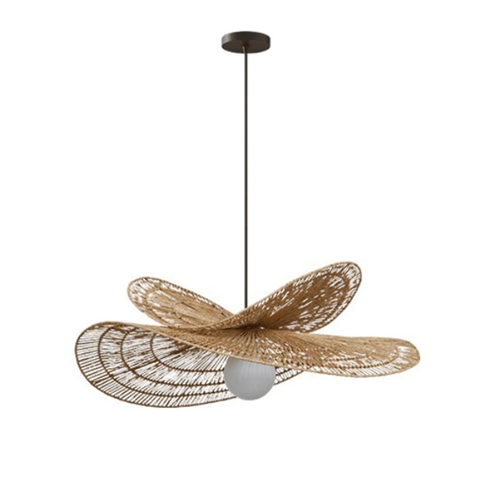 CHUNGYANG Living Room Study Pendant Light Japanese-Style Hand-Woven Hemp Rope Chandelier Light Fixture for Dining Room Bedroom Wabi-Sabi Style Guesthouse Hanging Lamp with Adjustable Suspension Line