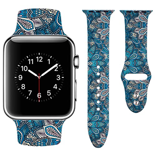 Vozehui Bracelet Compatible avec Apple Watch 41mm 40mm 38mm pour Femme Homme, Bracelet de Rechange en Silicone Souple avec Motif élégant Pour iWatch Bracelet Series SE 7 6 5 4 3 2 1 Cover