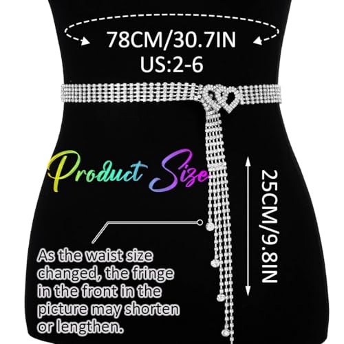 COSYDAYS Silver Rhinestone Dress Belts Sparkly Crystal Chain Belt Waist Accessories for Women4