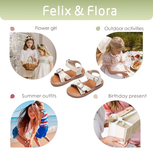 Image of Felix & Flora Toddler Girl Sandals - Flower Girl Dress Shoes Open Toe Little Kid Flats