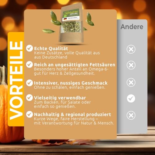 Steirische Bio Kürbiskerne 1kg - Rohe & naturbelassene Kürbiskerne Bio 1kg - 100% aus Bayern - Protein & ballaststoffreich - Ideal zum Backen Kochen & Snacken - Pumpkin Seeds - Rohkost Qualität