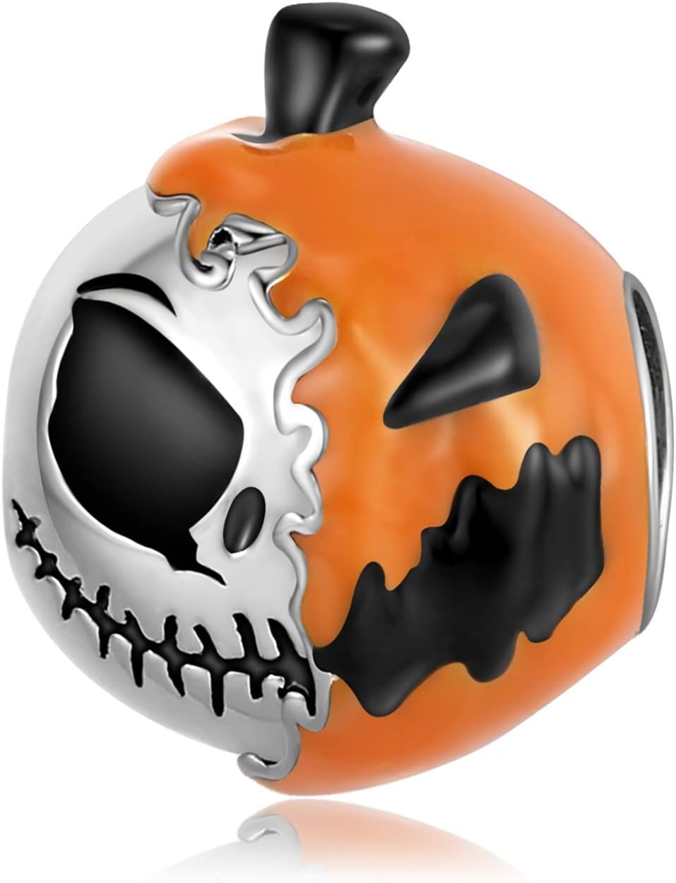 DYXIA 925 Sterling Silver Halloween Double Sided Pumpkin Skull Charm Dangle Beads, DIY Handmade Cutout Pendant Gift for Women Girl Compatible with Pandora Troll Chamilia Charm Bracelet and Necklaces