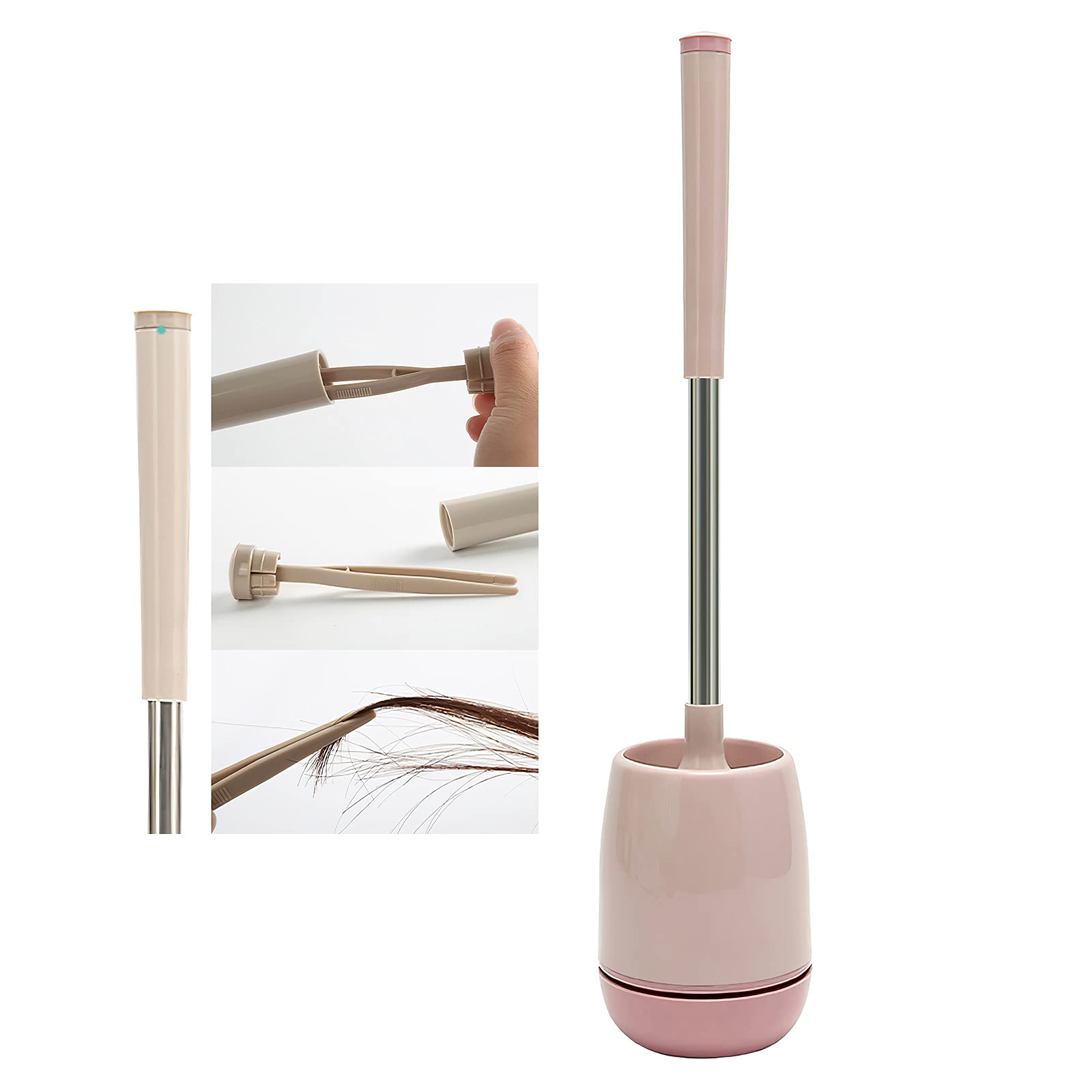 Silicone Toilet Bowl Brush and Holder for Bathroom，Wall Mounted Toilet Scrubber Brushes with Holders Set Deep-Cleaning Silicone Toilet Brush (Powder)