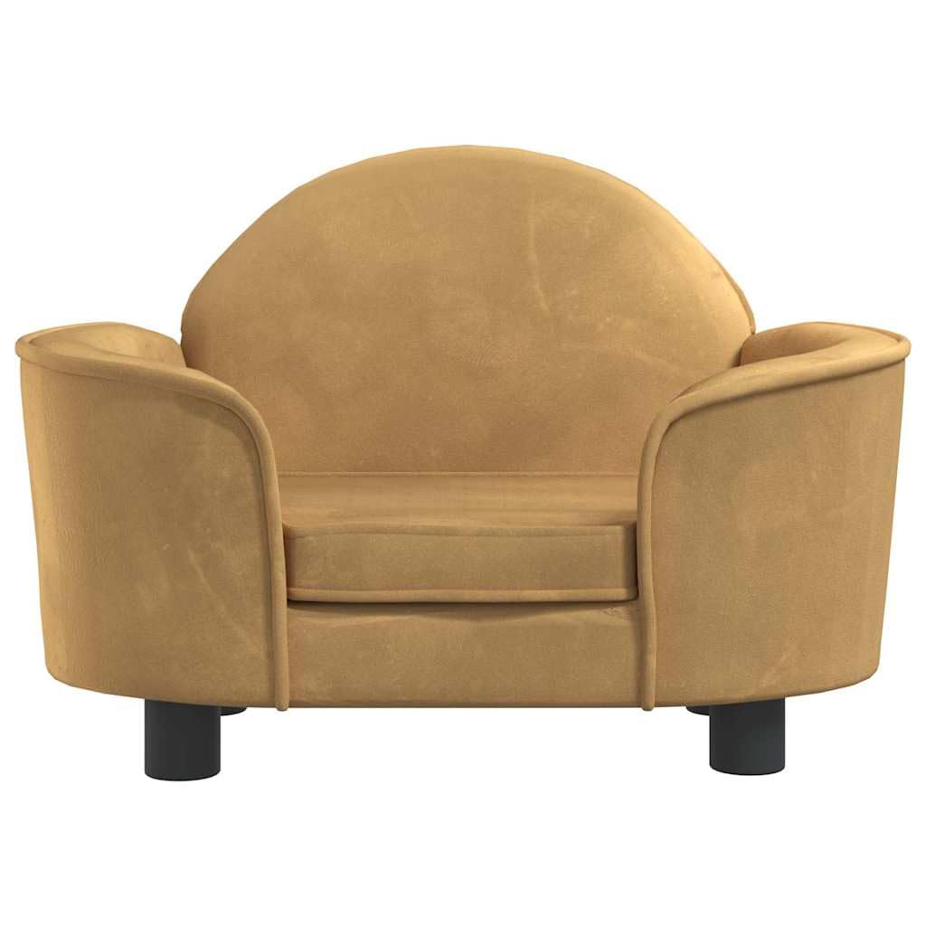 Cama para perros de terciopelo para salón con suave marco de madera de pino y cuatro patas estables como cómoda cama para mascotas para descansar en marrón, 66 x 40 x 45 cm