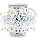 Nymphfable 18oz Tazas Café De CeráMica Personalizadas Ojos Boho Taza Con Tapa Taza Te Grandes Patrón de Horneado