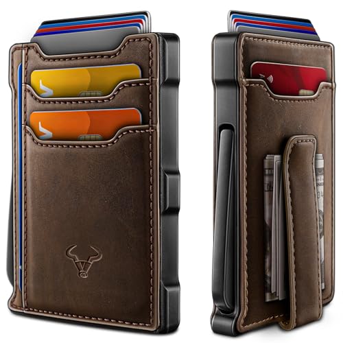 BULLIANT Men Wallet-Slim Money Clip Wallet Metal Card Case With Pop up Access 9 Cards RFID Blocking Pocket Fit