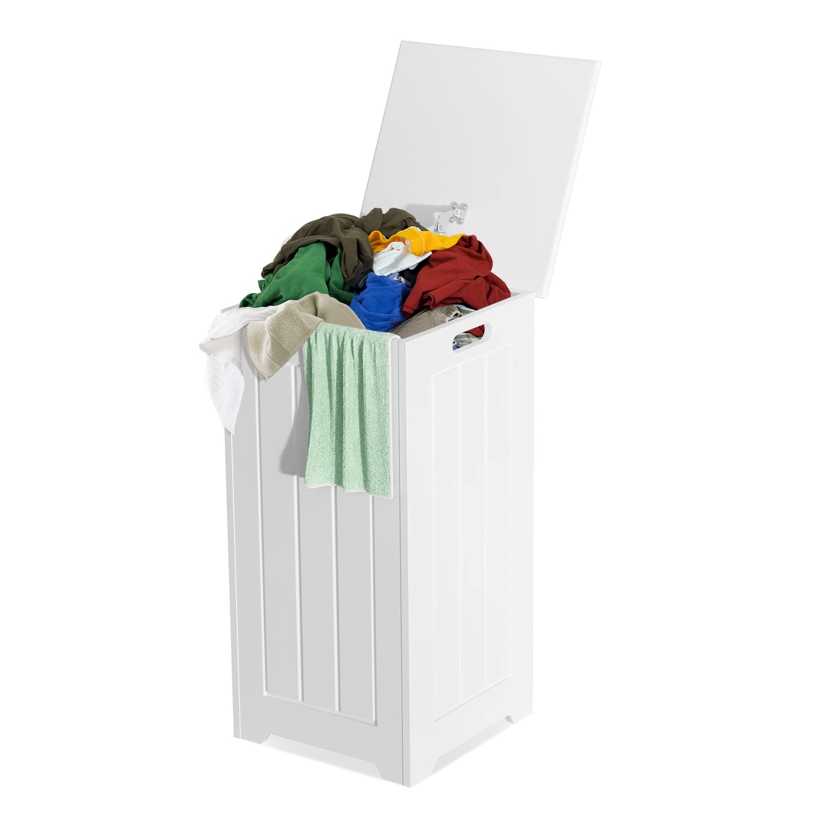 LIFEZEAL Cesto Para la Ropa con Bolsa Interior, Cubo Ropa Sucia con Tapa Bisagra de Metal y Empuñadura Lateral, Armario con Grande Capacidad para Baño, 30 x 30 x 61 cm (Sin bolsa interior)