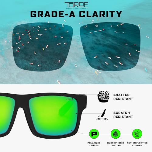 Image of TOROE Eyewear Matte Black RANGE XL Frame Sunglasses Light Weight TR90 Frame, Polarized Polycarbonate Lens