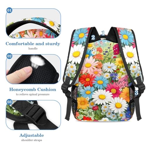 Sac à dos marguerites 2 pièces avec trousse pour l'école