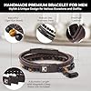 KC Premium Men’s Beads & Leather Bracelet | Adjustable Magnetic Clasp | Handmade Wristband Tiger Eye & Lava Rock Stones | Engraved Stainless Steel Cuff Bangle Black Brown Blue Silver | Gift for Him #1