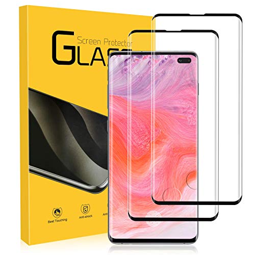 NONZERS Cristal Templado para Samsung Galaxy S10 Plus, [2 Unidades] 3D Cobertura Completa 9H Dureza Vidrio Templado, Compatible con sensor de huellas dactilare, Protector de Pantalla para Samsung S10+