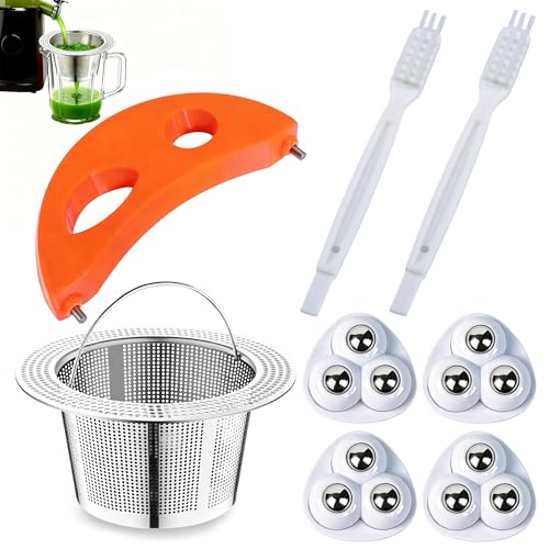 Pulp Strainer for Nama J2 Cold Press Juicer kit – 304 Stainless Steel Juice Strainer/Cleaning Brush/Appliance Slider - Juicer Cold Press Accessories - Fine Filter Upgrade Mouthfeel