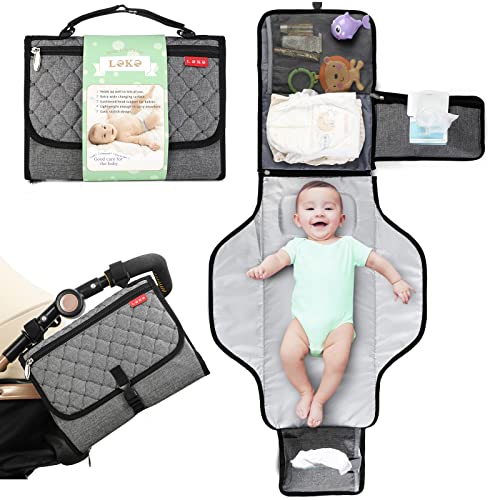 Image of Lekereise Diaper Changing Pad Waterproof Travel Changing Mat Portable Change Pad, Grey