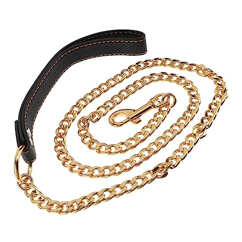 Beaupretty Guinzaglio Per Cani in Acciaio Inossidabile Dorato Con Corda Di Trazione Per Cani Di Piccola E Media Taglia Impugnatura Comoda E Cuciture Robuste