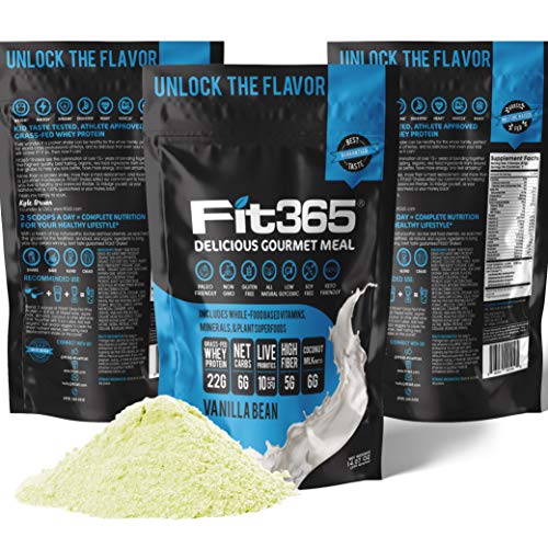 FIT 365 Shake: Gourmet Meal Replacement Protein Shake - 14.1 Oz - 21 Grams Grass-Fed Whey Protein Per Serving - Live Probiotics (10 Billion CFU) - Non-GMO - Paleo and Keto Friendly