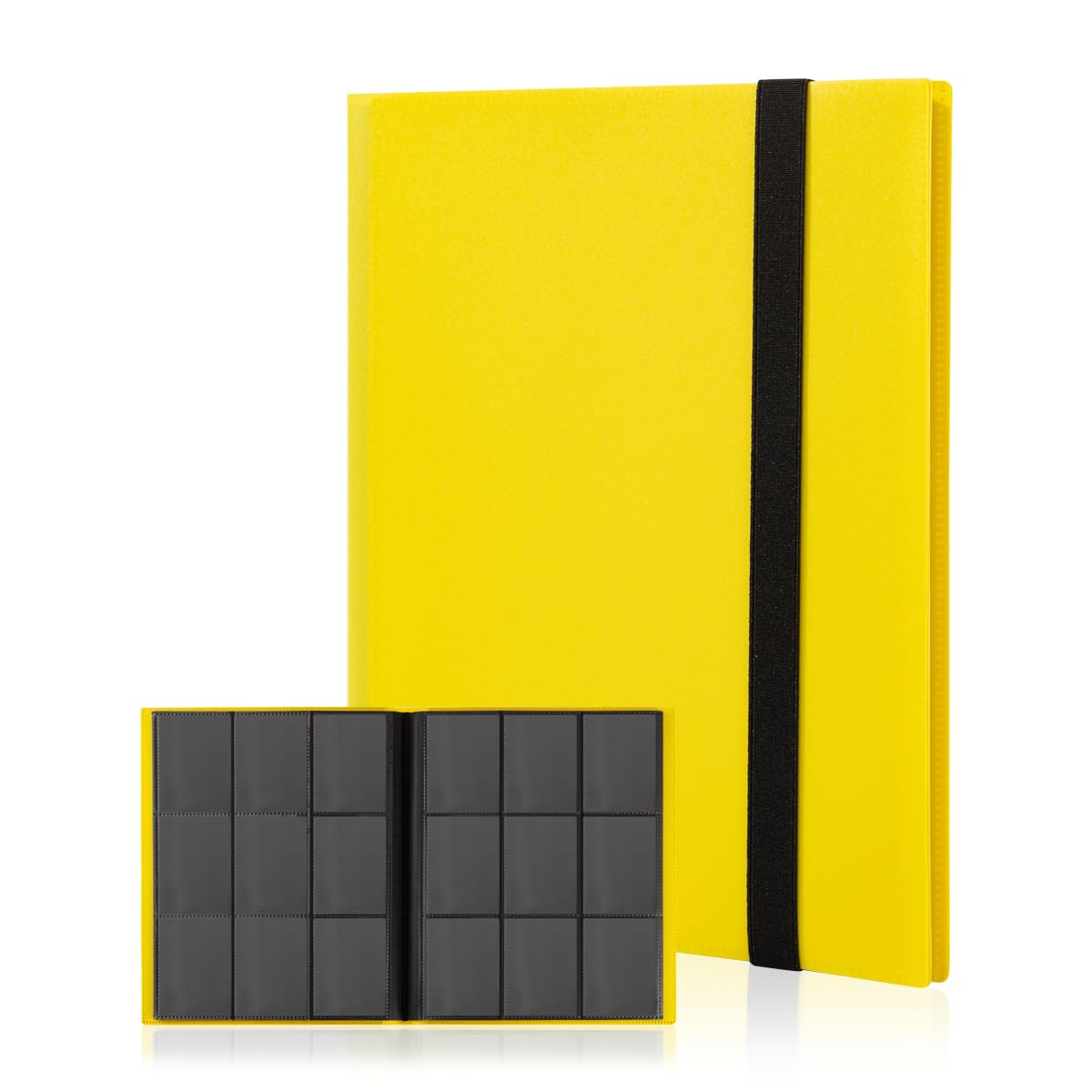 efunkdog Card Binder, 9 Pocket Trading Card Album Folder, 360 Side Loading Pocket Binder for TCG, Sport Cards (Yellow)
