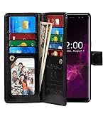 Note 9 Case, Pasonomi Note 9 Wallet Case with Detachable SlimCase - [Folio Style] PU Leather Wallet case with ID&Card Holder Slot Wrist Strap for Samsung Galaxy Note 9 (Black)
