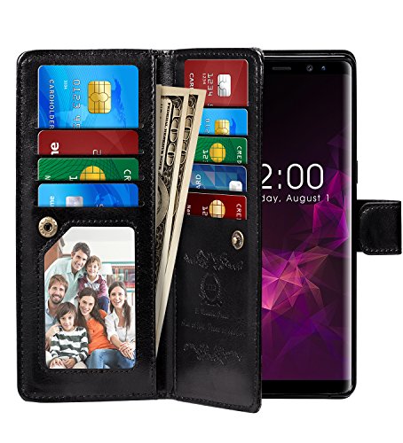 PASONOMI Note 9 Case, Note 9 Wallet Case with Detachable SlimCase - [Folio Style] PU Leather Wallet case with ID&Card Holder Slot Wrist Strap for Samsung Galaxy Note 9 (Black)