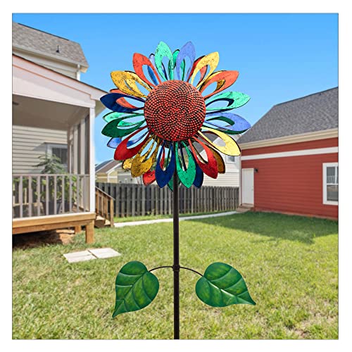 LimeHill Wind Spinner for Yard and Garden - Large Metal Wind Sculptures & Spinners for Outdoor (84 inches) (Colourful)