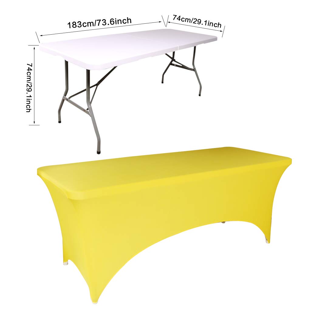 6FT Rectangular Spandex Tablecloth Four-Way Tight Fitted Stretch Table Cover Polyester Table Cloth for Outdoor Part...