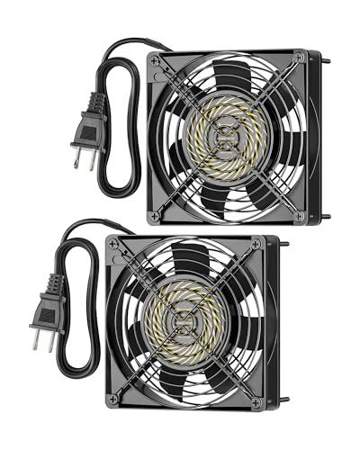DEWENWILS 2 Pack 120V AC Fan, Waterproof Exhaust Fan 120mm, 13W 2800RPM 60CFM, DIY Cooling Fan for Refrigerator, Computer Case, Compressor Engine, Generator, UL Listed