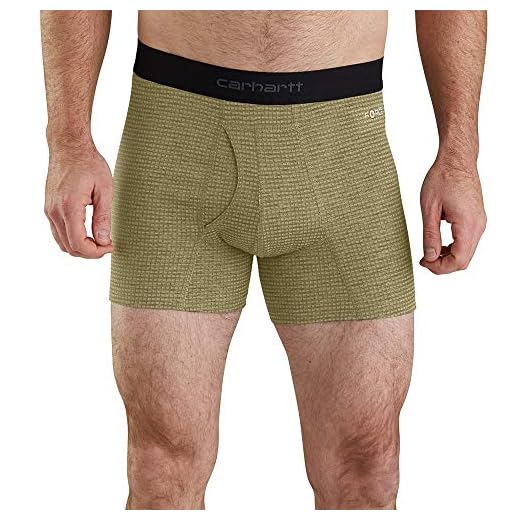 Carhartt mens Base Force 5" Inseam Tech Boxer Briefs, Burnt Olive, Large US