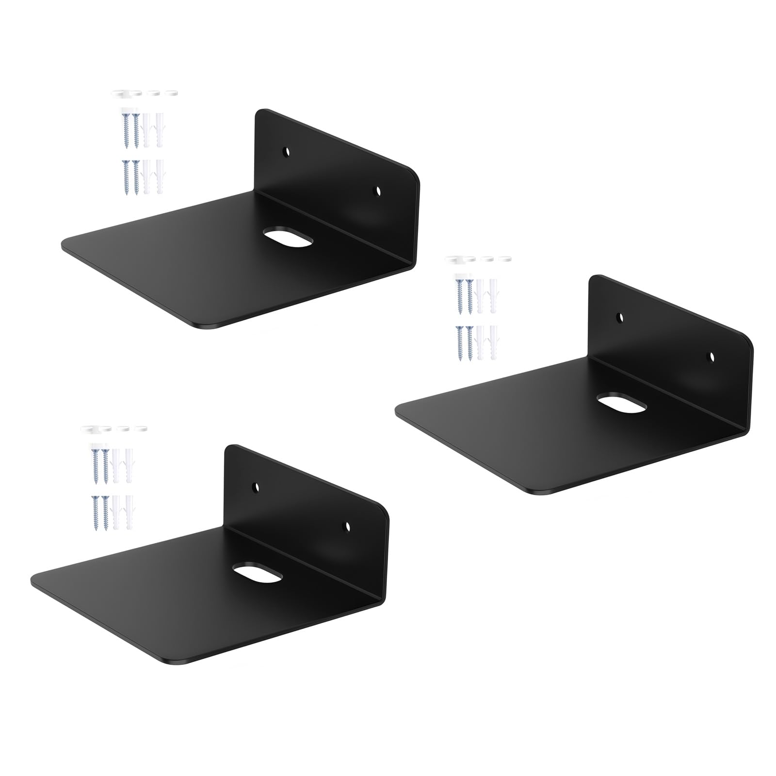 Greabuy 3 Acrylic Wall Shelves Multipurpose Display Rack for Speakers Books Decors Floating Shelves Bathroom Organizers Wall Mounted Shelf