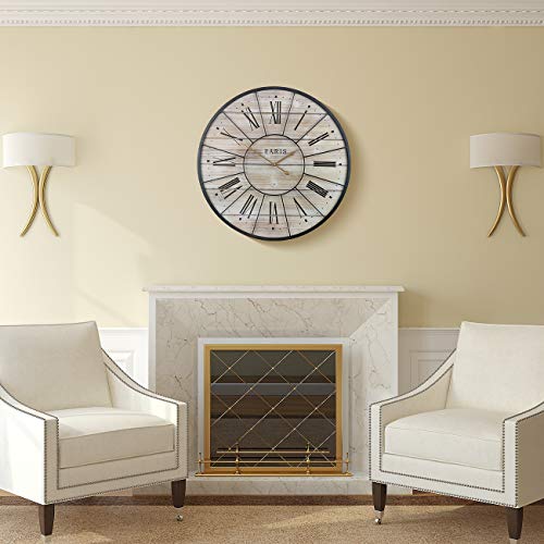 Sorbus Paris Large Wall Clock for Living Room - 24-Inch Oversized Centurian Roman Numeral Style Modern Clock - Wood Metal Decorative Analog Home Decor - Image 7