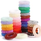 DealEachDay 33 Pieces Spiral Hair Ties No Crease, Coil Hair Ties Phone Cord Hair Ties Solid Colors S