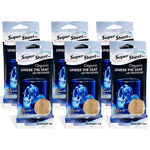 Image of Super Sheet, Organic Under the Seat Car Air Freshener, Long Lasting Fragrance (Midnight Ice, 6 Packs)