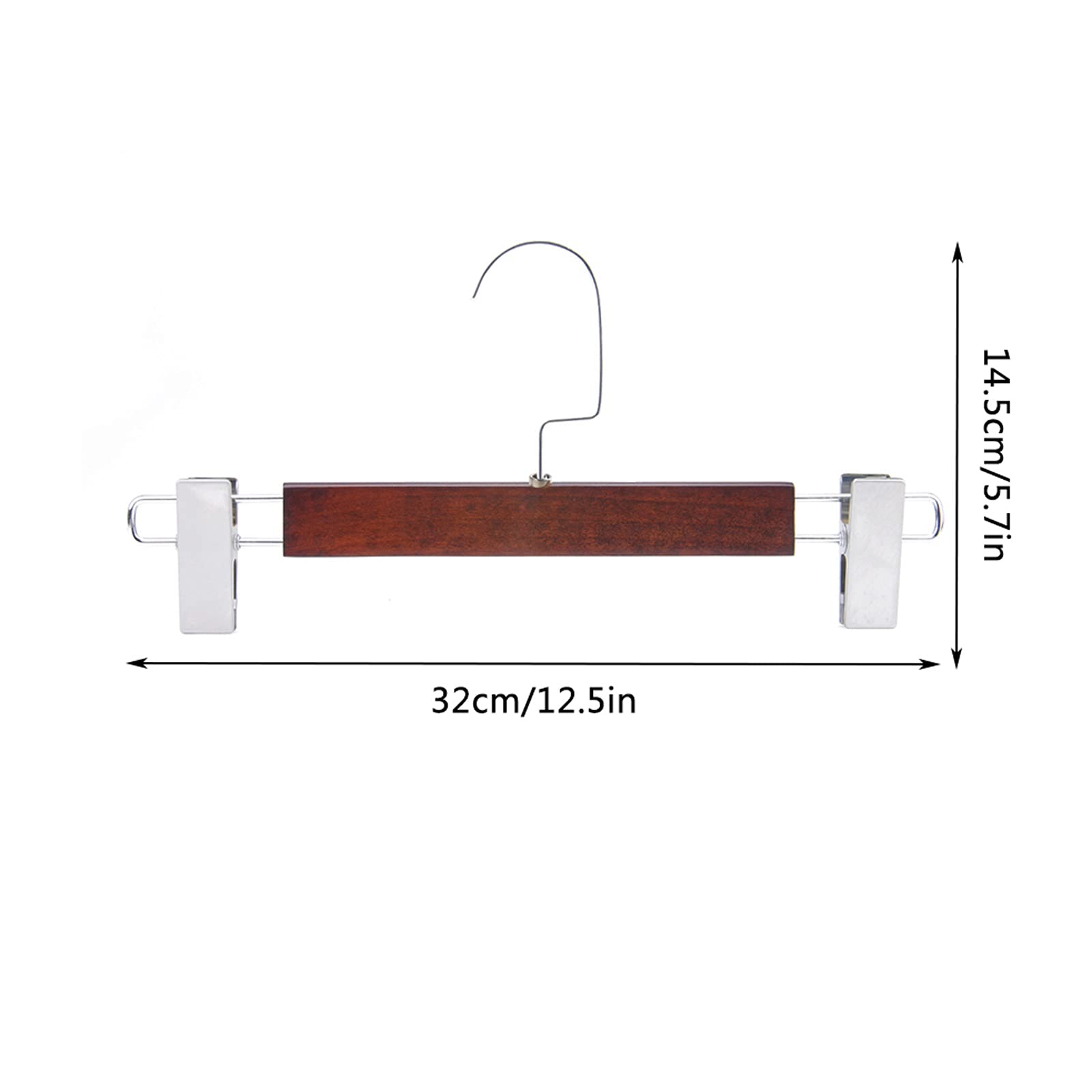 LYGXWJFC Grucce per Abiti/Appendiabiti Grucce in Legno Grucce per Pantaloni in Legno Deluxe in Legno Gruccia per Jeans Gonne con Gancio a 2 Clip Regolabili Confezione da 10 grucce (1)