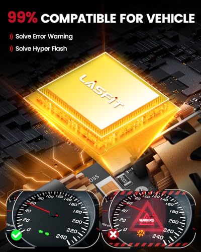 Image of LASFIT 3157 LED Bulb Amber, 3057 4157 3156 LED Built in Resistor Anti Hyper Flash CANBUS 3157 Front Rear Turn Signal Lights with Fan, 3057A 4057 Error Free No Load Resistor Need, Pack of 2